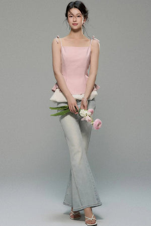 Peach White Vest