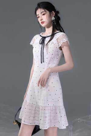 Pearl Polka Dot Chiffon Dress Set-Up