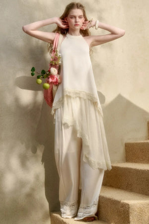 Pearl Satin Lace Suit Set-Up