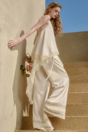 Pearl Satin Lace Suit Set-Up