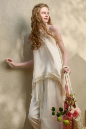 Pearl Satin Lace Suit Set-Up