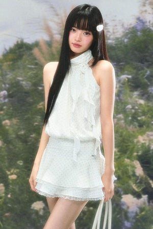 Petite Polka Dot Halter Dress Set-Up