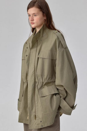 Petite Stand-Collar Trench Coat