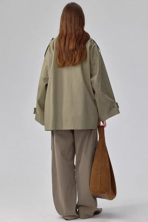 Petite Stand-Collar Trench Coat