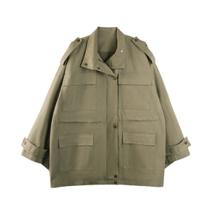 Petite Stand-Collar Trench Coat