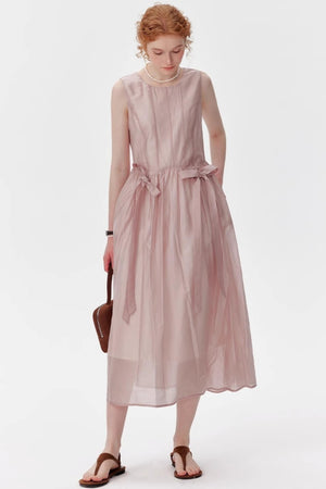 Pink And Blue Tencel A-Line Dress