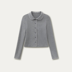 Pink and Gray Doll Collar Top