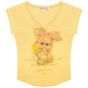 Pink And Yellow V-Neck Tee