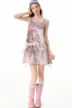 Pink Bunny Print Dress