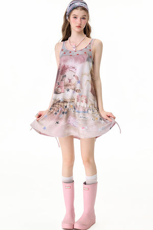 Pink Bunny Print Dress