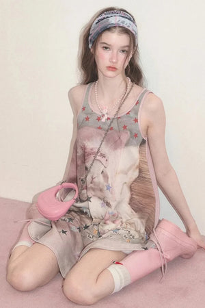 Pink Bunny Print Dress