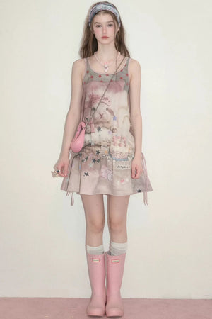 Pink Bunny Print Dress