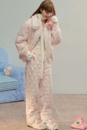 Pink Diamond Quilted Fleece Pants