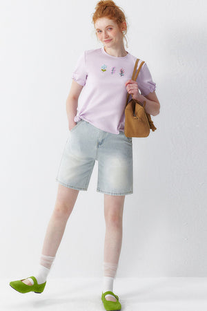 Pink Embroidery T-Shirt