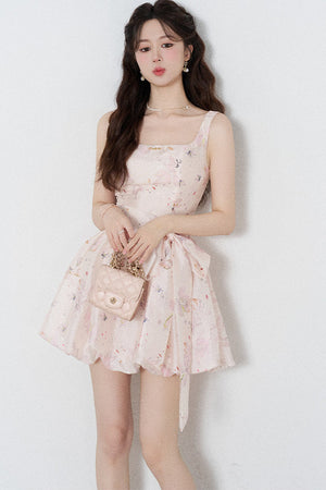Pink Floral Suspender Dress