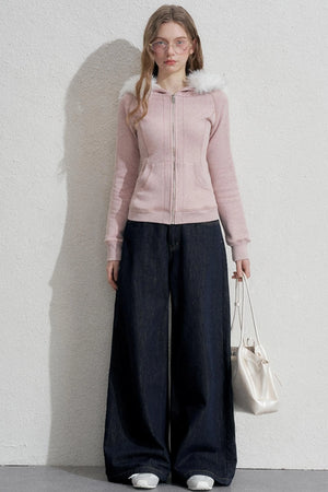 Pink Hooded Sweatshirt Jacket