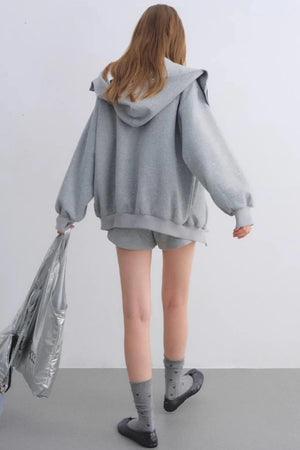 Pink Hooded Zip-Up Jacket Set-Up