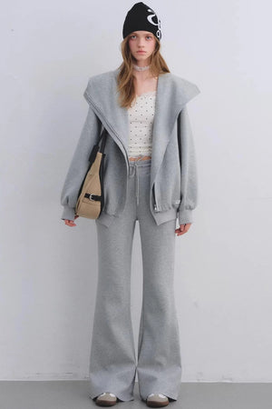 Pink Hooded Zip-Up Jacket Set-Up