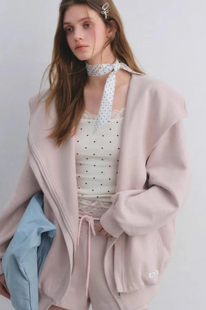 Pink Hooded Zip-Up Jacket Set-Up