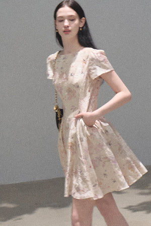 Pink Mist Linen Floral Dress