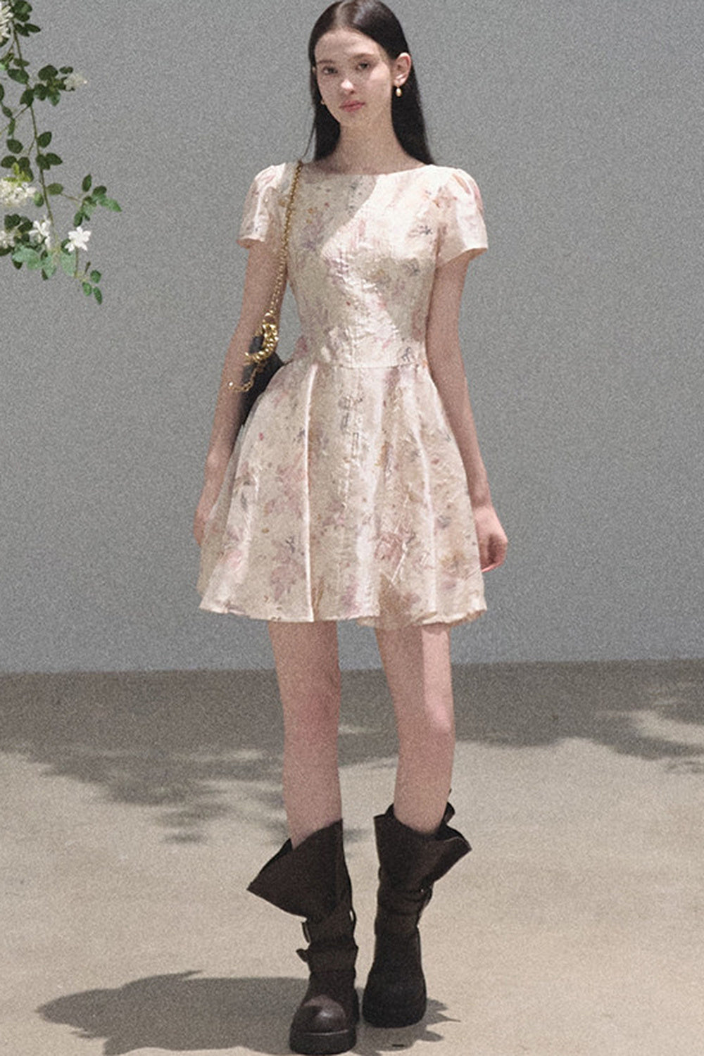 Pink Mist Linen Floral Dress