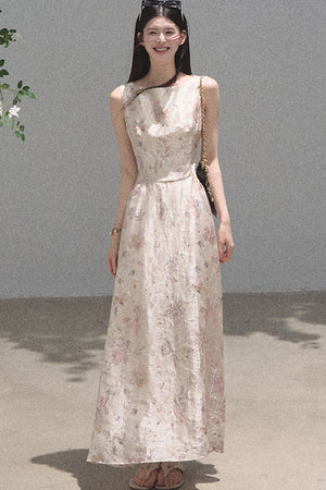 Pink Mist Linen Floral Dress