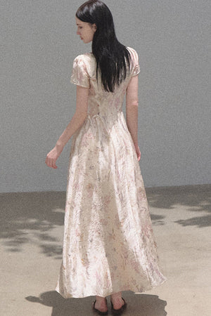 Pink Mist Linen Floral Dress