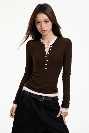 Pink Neck Knit Top
