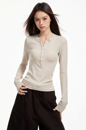 Pink Neck Knit Top