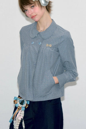 Pink Plaid Doll Collar Shirt