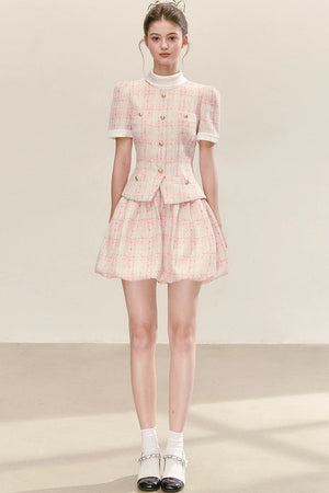 Pink Plaid Flower Bud Dress