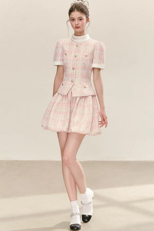 Pink Plaid Flower Bud Dress