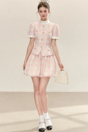 Pink Plaid Flower Bud Dress