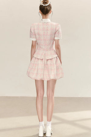 Pink Plaid Flower Bud Dress