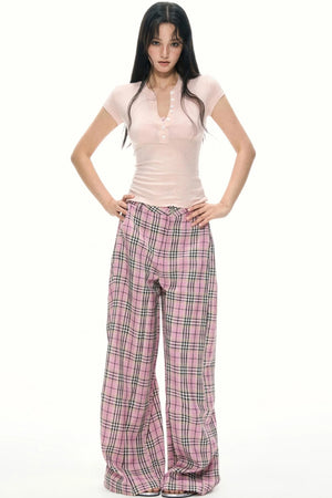 Pink Plaid Trousers