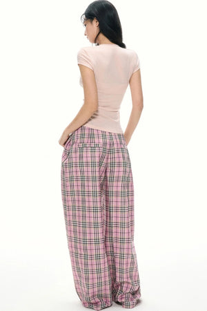 Pink Plaid Trousers