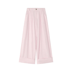 Pink Plaid Wide-Leg Pants