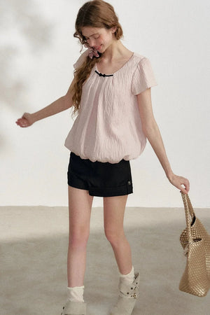 Pink Pleated Summer Blouse