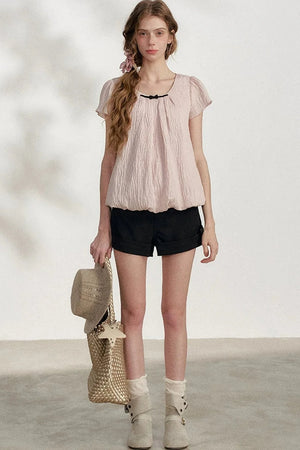 Pink Pleated Summer Blouse