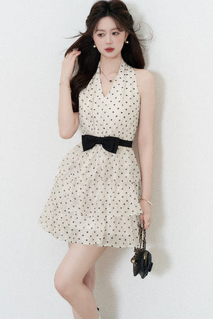 Pink Polka Dot Chiffon Dress