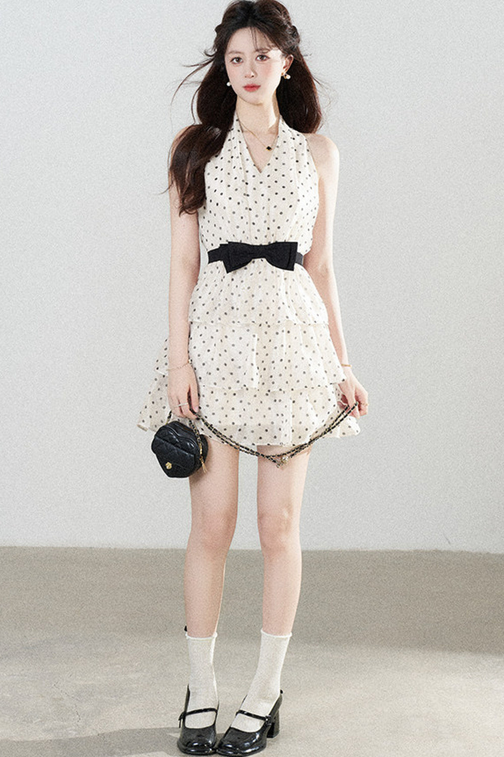Pink Polka Dot Chiffon Dress