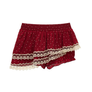 Pink Polka Dot Layered Half-Skirt