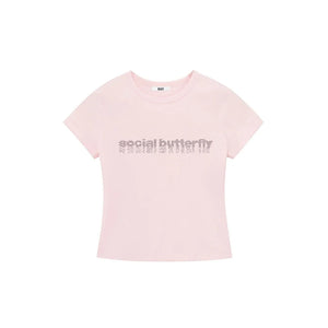 Pink Rhinestone Narrative Top