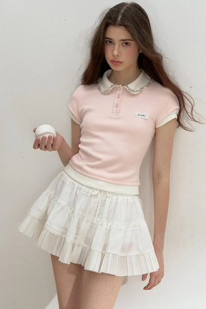 Pink Rhinestone Polo Tee