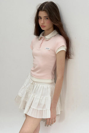Pink Rhinestone Polo Tee