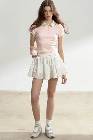 Pink Rhinestone Polo Tee