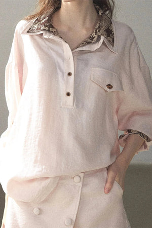Pink Shirt And Shorts Set-Up