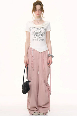 Pink Wide-Leg Trousers
