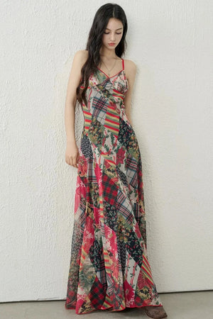 Plaid Backless Suspender Dress Set-Up