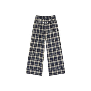 Plaid Belted Straight Leg Pants